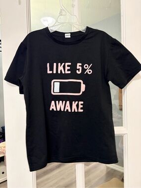 Black 'Like 5% Awake' Graphic Tee - Pink Print